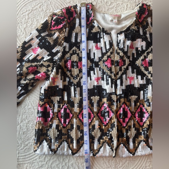 Sequin silk cropped evening jacket size XS - Picture 9 of 12